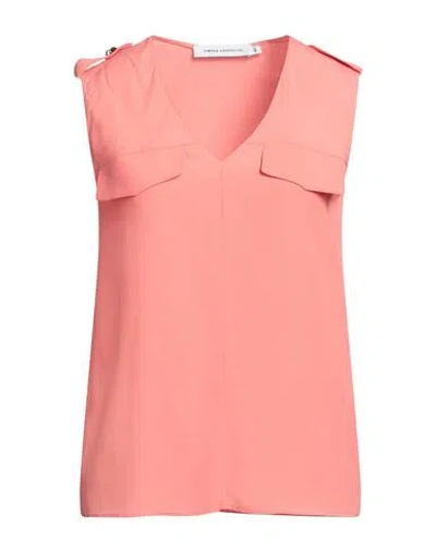 Simona Corsellini Woman Top Salmon Pink Size 6 Acetate, Silk