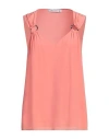 Simona Corsellini Woman Top Salmon Pink Size 8 Acetate, Silk