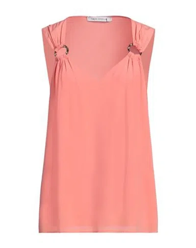Simona Corsellini Woman Top Salmon Pink Size 8 Acetate, Silk