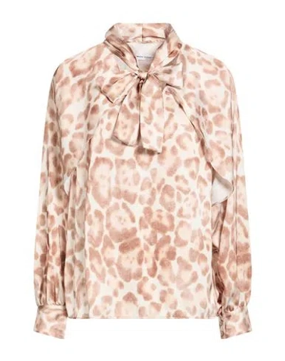 Simona Corsellini Woman Top Sand Size 8 Polyester In Animal Print