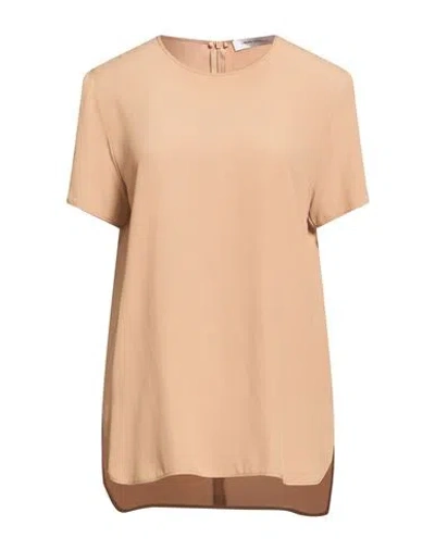 Simona Corsellini Woman Top Sand Size S Acetate, Silk In Brown