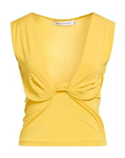 Simona Corsellini Woman Top Yellow Size 4 Viscose, Elastane