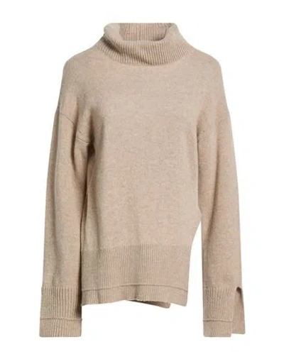 Simona Corsellini Woman Turtleneck Beige Size S Wool, Polyacrylic In Brown