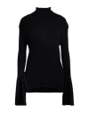 Simona Corsellini Woman Turtleneck Black Size L Viscose, Polyester In Black