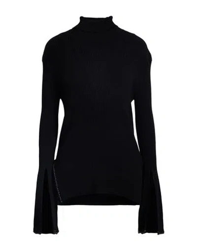 Simona Corsellini Woman Turtleneck Black Size L Viscose, Polyester