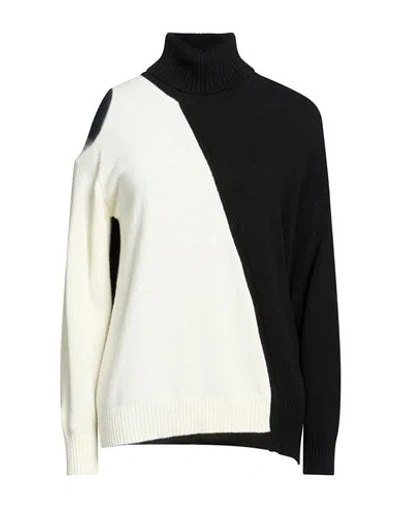 Simona Corsellini Woman Turtleneck Black Size M Polyamide, Wool, Viscose, Cashmere In Multi