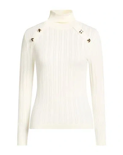 Simona Corsellini Woman Turtleneck Cream Size M Viscose, Polyester In White