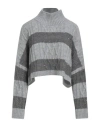 Simona Corsellini Woman Turtleneck Grey Size L Wool, Acrylic, Polyamide, Polyester, Virgin Wool In Gray