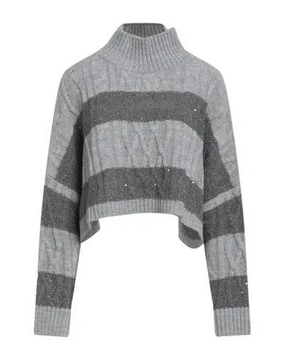 Simona Corsellini Woman Turtleneck Grey Size L Wool, Acrylic, Polyamide, Polyester, Virgin Wool In Gray