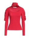 Simona Corsellini Woman Turtleneck Red Size S Viscose, Polyester In Red