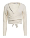 Simona Corsellini Woman Wrap Cardigans Cream Size L Alpaca Wool, Polyamide, Virgin Wool, Elastane