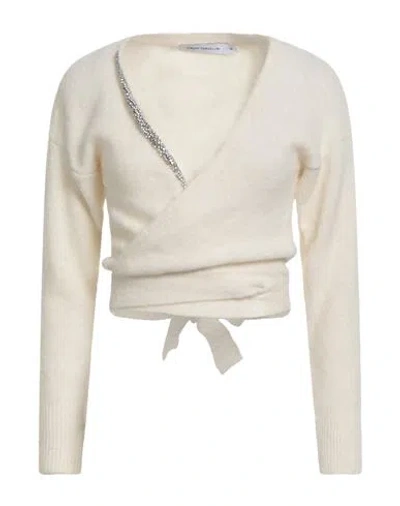 Simona Corsellini Woman Wrap Cardigans Cream Size L Alpaca Wool, Polyamide, Virgin Wool, Elastane