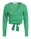 Simona Corsellini Woman Wrap Cardigans Green Size M Alpaca Wool, Polyamide, Virgin Wool, Elastane