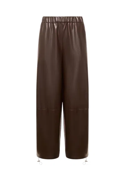 Simona Corsellini Women's Eco-leather Pants  With Elastic In Brown