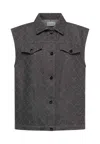 Simona Corsellini Women's Jeans Vest  With Strass In Gray
