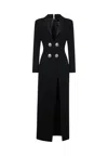 Simona Corsellini Women's Long Dress With Slit  With Jewel Buttons In Black