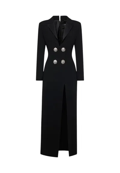 Simona Corsellini Women's Long Dress With Slit  With Jewel Buttons In Black