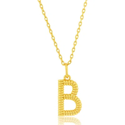 Simona Croissant Initial Pendant Necklace In Gold- B