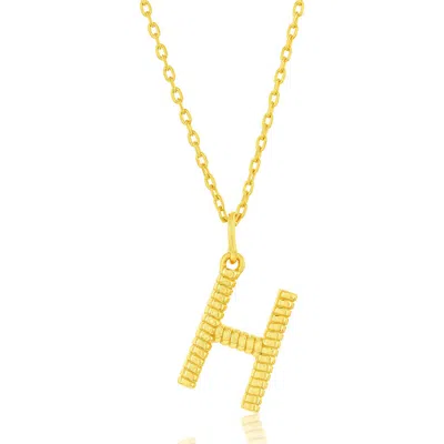 Simona Croissant Initial Pendant Necklace In Gold- H