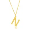 Simona Croissant Initial Pendant Necklace In Gold- N