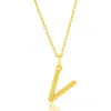 Simona Croissant Initial Pendant Necklace In Gold- V