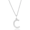 Simona Croissant Initial Pendant Necklace In Silver- C