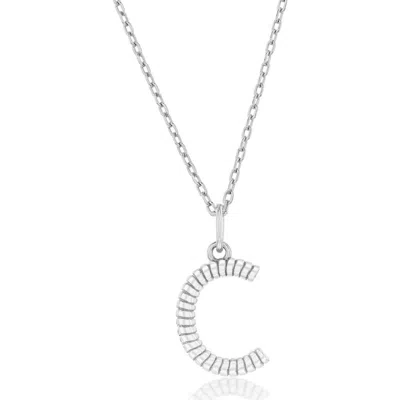 Simona Croissant Initial Pendant Necklace In Silver- C