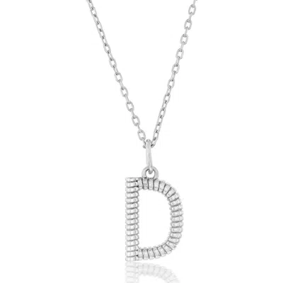 Simona Croissant Initial Pendant Necklace In Silver- D