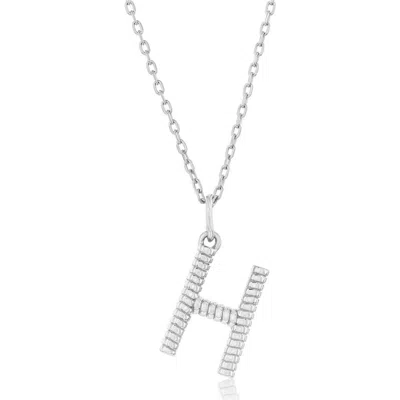 Simona Croissant Initial Pendant Necklace In Silver- H