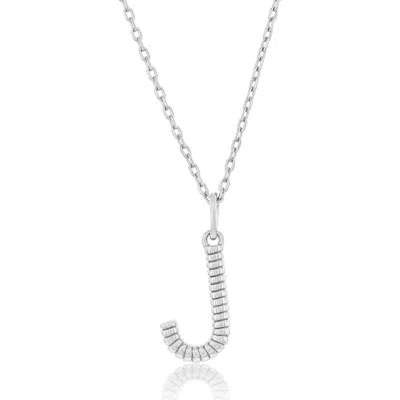 Simona Croissant Initial Pendant Necklace In Silver- J