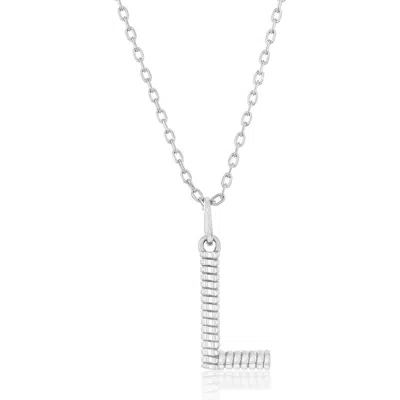 Simona Croissant Initial Pendant Necklace In Silver- L
