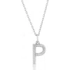 Simona Croissant Initial Pendant Necklace In Silver- P