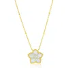 Simona Cubic Zirconia & Mother-of-pearl Flower Pendant Necklace In Gold