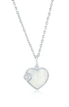Simona Cubic Zirconia & Mother-of-pearl Heart Pendant Necklace In Silver