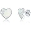 Simona Cubic Zirconia & Mother-of-pearl Heart Stud Earrings In Silver