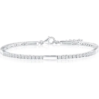 Simona Cubic Zirconia Bar Bracelet In Silver