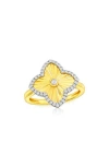 Simona Cubic Zirconia Border Flower Ring In Two-tone