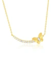 Simona Cubic Zirconia Butterfly Curved Bar Necklace