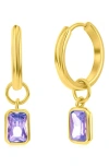 Simona Cubic Zirconia Charm Hoop Earrings In Lavender
