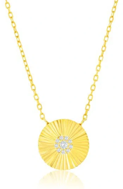 Simona Cubic Zirconia Circle Pendant Necklace In Gold