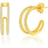 Simona Cubic Zirconia Double Hoop Earrings In Gold