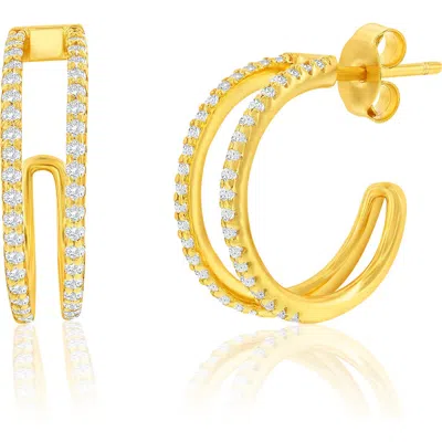 Simona Cubic Zirconia Double Hoop Earrings In Gold