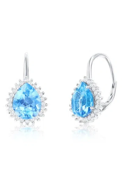 Simona Cubic Zirconia Drop Earrings In Blue