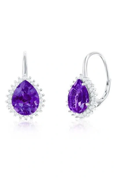 Simona Cubic Zirconia Drop Earrings In Purple