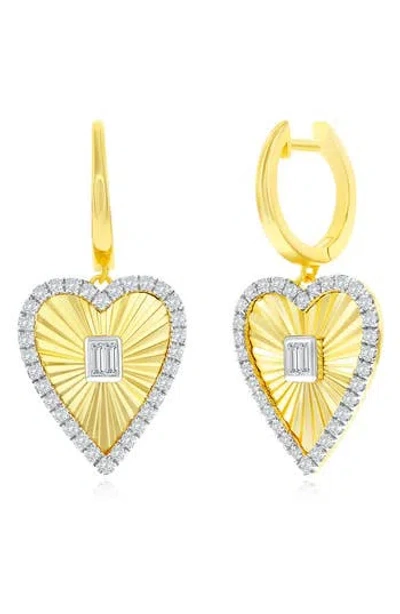 Simona Cubic Zirconia Heart Drop Huggie Hoop Earrings In Two-tone
