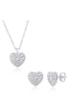 Simona Cubic Zirconia Heart Necklace & Stud Earrings Set