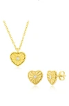 Simona Cubic Zirconia Heart Necklace & Stud Earrings Set