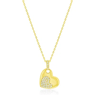 Simona Cubic Zirconia Heart Pendant Necklace In Gold