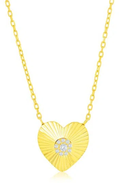 Simona Cubic Zirconia Heart Pendant Necklace In Gold
