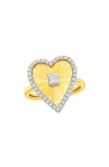 Simona Cubic Zirconia Heart Ring In Two-tone
